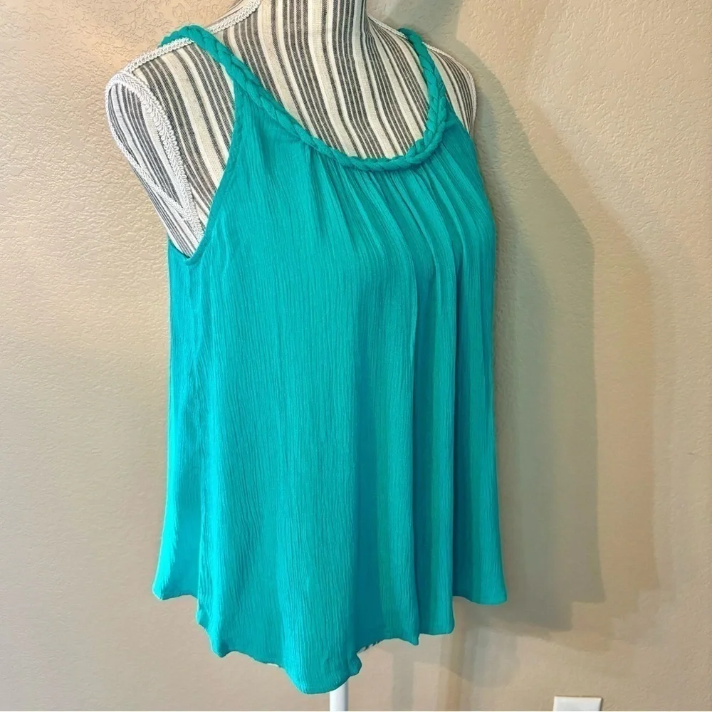 NWT Mossimo Tank Top XS Teal / Jade Green Braided Straps Rayon Boho - Picture 5 of 13